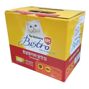 뉴트리나 비스트로 XPC 애묘용 캔사료 흰살참치와 닭안심 고양이용 160g X 24캔