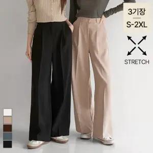 [진에비뉴] 제리 핀턱 스판 와이드 슬랙스 허리밴딩 5컬러 3기장 S-2XL