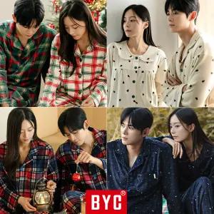 [BYC] 커플 잠옷 세트 가을 겨울 수면 극세사 밍크 기모 순면 긴팔 파자마 홈웨어 바지 원피스 남성 남자 여자 여성 빅사이즈 110