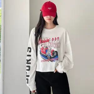 [핑크시슬리] 스트롱 슬라브 세미크롭 루즈 긴팔티