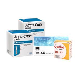 [아큐첵] 가이드 혈당 시험지100개+채혈침100개+솜100개