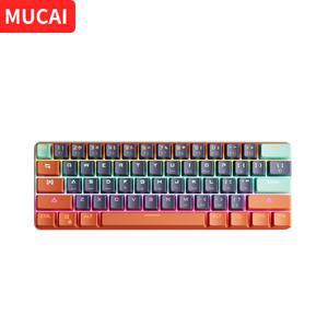 MUCAI 61 키 USB 유선 기계식 LED 백라이트 축 게이밍 데스크탑용 레드
