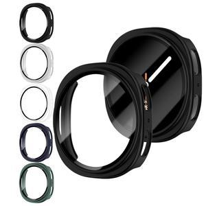 갤럭시 워치 8용 5팩 케이스 화면 보호기 40mm 44mm, 강화 유리에 내장된 하드 PC 케이스 + 삼성 갤럭시 워치 8용 풀 프로텍션 커버 보호 범퍼 40mm 여성 남성용