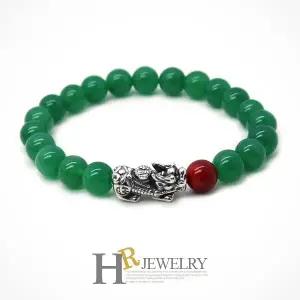 [호림쥬얼리]실버92.5/재물부적/히트/예쁜(HR)실버 비휴 8mm 그린옥 팔찌