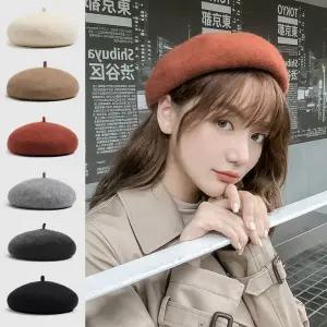 모던 베레모 빵모자 여자모자 울 혼방 화가모자 개성있는 꼭지