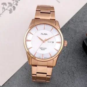 알바 AV3322X1 모던 슬림 데이데이트 아날로그 캐쥬얼 정장 남자 메탈 시계 c