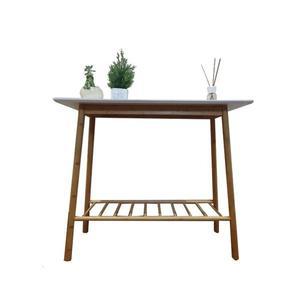 [비카] 대나무 콘솔테이블 90x75cm 화장대 사이드테이블 화분선반 협탁 슬림테이블