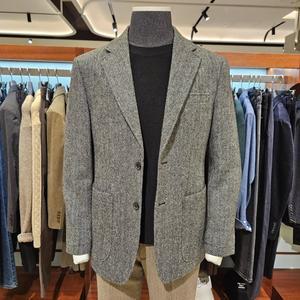 [킨록바이킨록앤더슨](신세계 사우스시티)그레이 울 100% 헤링본 트위드 퀼팅 캐주얼 재킷