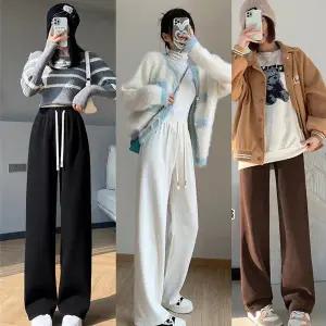 OFDJ-LPT4 여성 츄리닝 기모 바지 와이드 겨울 방한 밴딩 조거팬츠