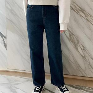 [옷자락]여자 한파바지 기모와이드 스판 일자 청바지