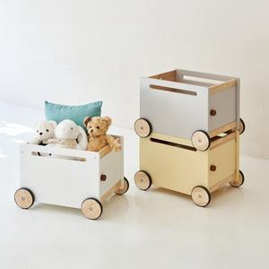[키앤비] 원목 이동식 장난감 정리함 3개 세트