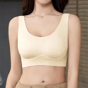 (1+1) 고탄력 볼륨 심리스 브라 노와이어 속옷 일체형패드 브라탑