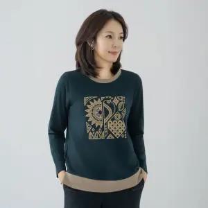 엄마옷 마담4060 에스닉배색티셔츠 중년여성 베이직한 데일리 -ZTE2509061-