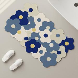 빨아쓰는 미끄럼방지 플라워 규조토발매트 주방 거실 욕실 발판매트