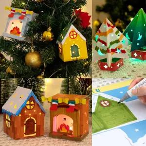 [오피스스쿨] 민화샵 크리스마스 종이무드등 만들기 3종 택1 diy 크리스마스소품 색칠놀이