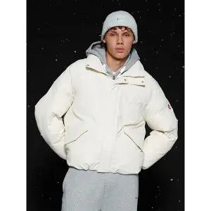 [하프클럽/씨엔엔 어패럴]남녀공용 GBS 로고 컬러링 패딩 재킷 아이보리_CA23GPD403IVR