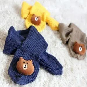 아동용 곰돌이 쁘띠목도리 겨울니트쁘띠