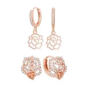 [ME26P696_58]금귀걸이 장미 꽃 원터치 링 귀걸이 14K