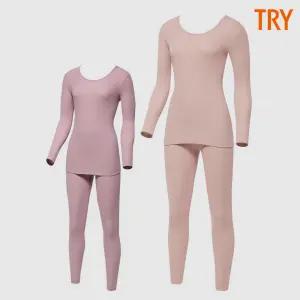 트라이 여성면내복 순면 40수 신축성 있는 후라이스 베이직 보온내의 세트