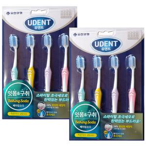 유한  유덴트 스파이럴 (베이킹소다 초극세모)  칫솔 4입 2개  잇몸 구취