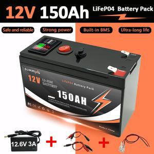 12V 150Ah LiFePO4 딥 4000 사이클 배터리 조명 파워 휠 태양광/풍력 소형 UPS용 충전식 배터리