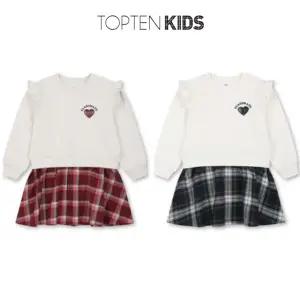 [탑텐키즈](김해점)24년 가을 (여아) 테마 클래식캠퍼스 어깨프릴 레이어드 원피스 MKE3OO2102