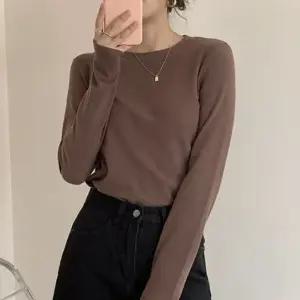 여성용 겨울 피치기모 기본 라운드티셔츠 긴팔 이너티