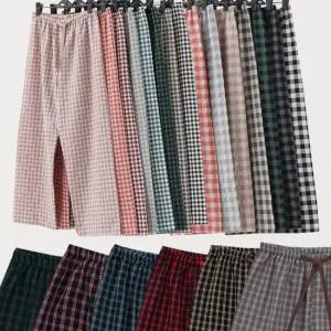 잠옷바지 커플 체크파자마 가을 겨울 여성 긴바지 홈웨어 파티 국산