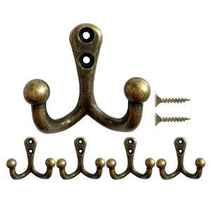 모키페 5팩 코트 후크 헤비 듀티 빈티지 이중 벽 후크 옷 재킷 로브 타월 모자 열쇠 가방 컵, 브론즈