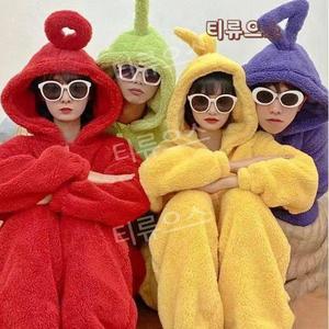 극세사 파티 이벤트잠옷 텔레토비 수면캐릭터 원피스잠옷 티셔츠 티류으스