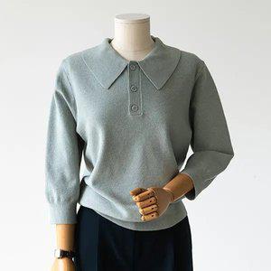 (안나앤모드) wool 카라 8부 니트[니트BN232]