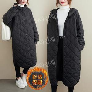여성용 롱 퀼팅 누빔 패딩 점퍼 루즈핏 빅사이즈 오버핏 경량 캐쥬얼 겨울 후드