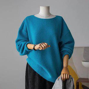 (안나앤플러스) 리포니 보트넥 니트[니트DZG30] 빅사이즈