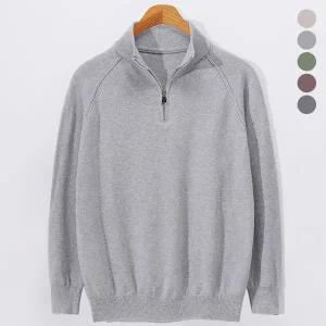 [후앙스]데일리 비스코스 베이직 반집업 니트 OSSW0454