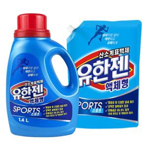 유한양행 유한젠 스포츠 산소계 표백제 액체형 리필 1.1L/용기 1.4L 액상