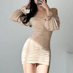 /옷자락 여자 오프숄더 홀복 무지 올셔링 숏원피스