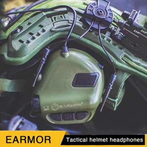 EARMOR M31H MOD3 슈팅 귀마개 ARC 헬멧 레일 전자 청력 보호 장치 AUX 단자력이 포함 군용 헤드폰 NRR22