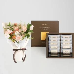 세레니테 꽃다발 + 아티제 밀크초콜릿 랑그드샤 꽃배달 꽃배송