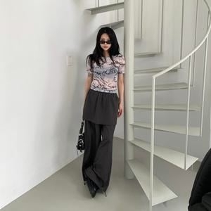 [다잇템] 여성 쁘띠 랩스커트 통바지 코디 세트