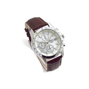 SEIKO 크로노그래프 손목시계 천연가죽 벨트세트 국내 세이코 정규 유통품 화이트 딥브라운 SND363P1-DB