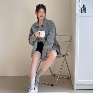 |CSJ60D5|집업청자켓 카라넥 개강룩 여성 루즈핏점퍼 블랙진