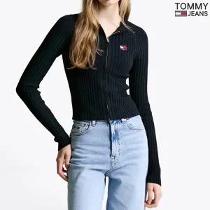 타미진스 타미진 여성 슬림핏 뱃지 골지 립 후드집업 가디건 T32F6KCD20TWT1-B 709297