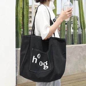 [셀러에이드]캔버스 숄더백 빅숄더백 에이치 블랙 캔버스백 캔버스