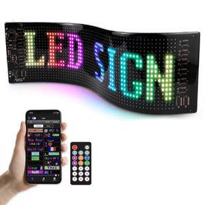 LED 전광판 37.2x9.2cm 미니 옥외 광고판 간판 차량용 블루투스 어플전송 영업중 디스플레이