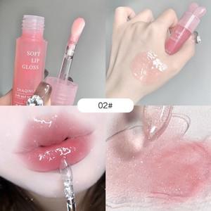 립글로스 SHAQINUO 투명 립글로스 하트 보습 립 경량 오일 통통한 입술 거울