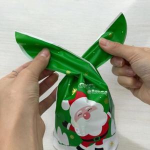 [JHQS7HO7_4B]10개 산타 사탕 묶는 비닐 보자기 선물 포장