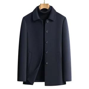남성 출근룩 하프 코트 캐주얼 모직 울 양면 추동 터틀 버튼 캐시미어 비즈니스 힛템