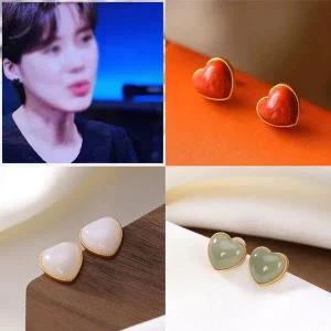 [오노마] ONM 백옥 S925상감 귀걸이 원석 복숭아 청옥 청금석 하트 (S36151651)