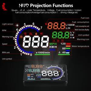 HUD 미터앞 속도계H 디지털 RPM OBD 업 자동차 프로젝터 유리 알람 A8 디스플