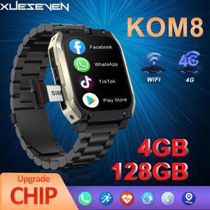 XUESEVEN KOM8 4G LTE HD 듀얼 카메라 Smartwatch 얼굴 인식 GPS SIM 카드 Google Play Store 결제 기능 남